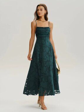 RIHOAS Jacquard A-Line Slip Maxi Dress